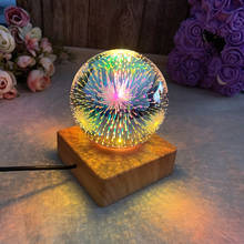 Luminária de mesa em led romântica com cristal 3d, lâmpada de mesa tipo fogos de artifício, luz noturna, domo de vidro para decoração de natal 2024 - compre barato