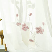 BIGMUM-Cortinas con bordado Pastoral de flor de melocotón, Panel de cortina de tul transparente para sala de estar, dormitorio, cocina, Cortinas de ventana 2024 - compra barato