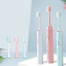 Escova de dentes elétrica automática inteligente, para adulto, 5 modos, escova de dente, carregamento usb, à prova d'água, conjunto de cabeças branqueadoras de dentes 2024 - compre barato