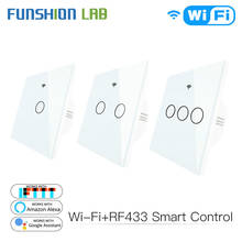 WiFi Smart Switch Remote Control Glass Panel Tuya Light Switch Works With Alexa Echo Google Home RF433 EU Type White Touch 2024 - buy cheap