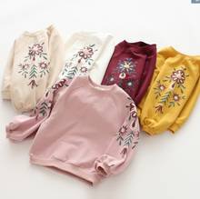 2019 Spring New Children's Clothing Korean Girls Retro Printed Embroidery Flowers Long-sleeved T-shirt Baby Boys Girls Sweater 2024 - buy cheap