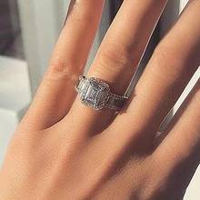 Anillo de Plata de Ley 925 hecho a mano para mujer, anillo de compromiso con corte de princesa AAAAA, cz, anillo de boda, joyería de fiesta nupcial 2024 - compra barato
