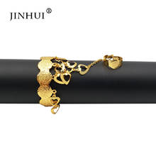 Jin hui ouro cor em forma de coração pulseira para o bebê meninas dubai jóias pulseira anel, meninos crianças presentes africanos presente de aniversário 2024 - compre barato