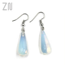 New Fashion Drop Earrings Women Fine Ear Jewelry Water Drops Moonstone Opal Hanging Earrings 2024 - buy cheap