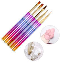 Juego de pinceles de Gel UV para manicura, delineador de pintura, pinceles acrílicos para dibujo de flores, mango colorido, 5 unids/lote 2024 - compra barato