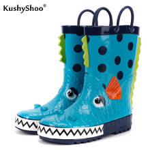 KushyShoo Children's Rubber Boots Waterproof Rain Boots Kids 3D Cartoon Piranha Toddler Boys Rainboots Toddler Boots 2024 - compre barato