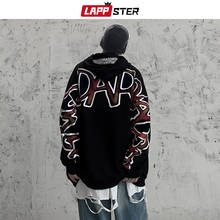 LAPPSTER Men Big Print Streetwear Hooded Hoodie 2022 Autumn Korean Fashions Sweatshirts Male Hip Hop Harajuku Oversized Hoodies 2024 - buy cheap