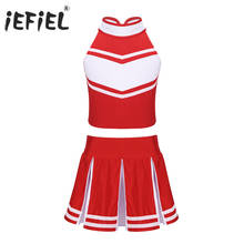 2019 Kids Girls Cheerleader Costume Zippered Tops with Skirt School Uniform Stage Performance Cosplay Party Ballroom Dance Wear 2024 - buy cheap