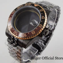 Funda de reloj negra chapada en PVD + pulsera de aniversario, cristal compatible con ETA 2836, movimiento MIYOTA, 40mm, nueva 2024 - compra barato