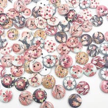 100 pcs Decorative Craft Buttons Wooden Painting Flowers Series Button DIY Handmade WB662 2024 - buy cheap