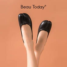 BeauToday Leather Ballet Flats Women Sheepskin Round Split Toe Shallow Slip On Casual Low heel Ladies Shoes Handmade 24057 2024 - buy cheap