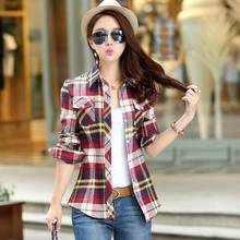 Women Blouse Plaid Long-Sleeved Spring  Autumn Cotton Top Shirt Coat Blusas Mujer De Moda 2024 - buy cheap