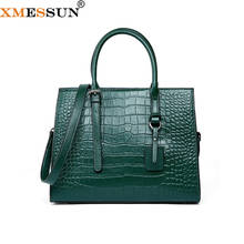 XMESSUN Women Crocodile Pattern Handbags Cowhide Genuine Leather Female Shoulder Messenger Bag High Quality Travel Shopping Bag 2024 - buy cheap