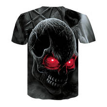 Novo crânio t camisa dos homens das mulheres 3d imprimir crânio camiseta de manga curta hip-hop t camisa de verão legal t camisa de halloween 2024 - compre barato