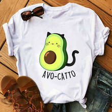 Забавные милые женские футболки с принтом авокадо, женские белые Топы Harajuku Vegan, футболки размера плюс, летние футболки 2024 - купить недорого