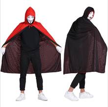 Women Men Death Vampire Cloak Cotume Halloween Costume For Adult Hooded Robe Cosplay Black+Red 2 Sides Wear Cosplay Robe 2024 - buy cheap