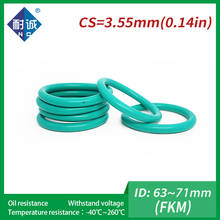 Anillo de goma verde FKM para arandela de combustible, juntas tóricas de 3,55mm de espesor, ID63/65/66/67/68/69/70/71mm, 1 unidad/lote 2024 - compra barato