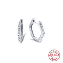 Aide 925 Sterling Silver Gold Minimalist Diamond Hexagon Hoop Earrings For Women Cubic Zirconia Jeweled Geometric Huggie Earring 2024 - buy cheap