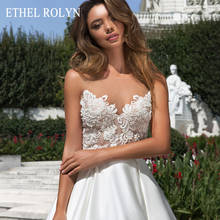 ETHEL ROLYN Satin A-Line Wedding Dress 2022 Romantic Beaded Lace Appliques Sexy Backless Princess Bridal Gown Vestido De Novia 2024 - buy cheap