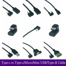 180 Degree Up Right Angle USB 3.1 Type C Male to Female Micro Mini Type-B USB otg USB-C Charging Data Converter Adapter Cable 2024 - купить недорого