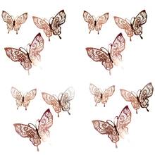 12 pçs/set 3d adesivos de parede borboleta oca para crianças quartos decoração da parede casa diy mariposas geladeira adesivos decoração do quarto 2024 - compre barato