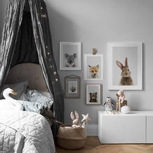 Póster nórdico de decoración para habitación de Bebé y Niño, bonito dibujo de conejo, jirafa, zorro, elefante, oso para pared de guardería, lienzo, pintura 2024 - compra barato