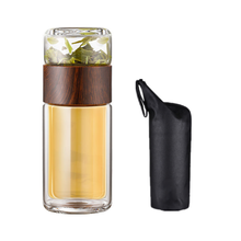 ZOOOBE-botella de agua del té de cristal de doble pared, 200ML, con bolsa, Infusor de té, cristal con filtro, negocios portátiles, regalo para hombre 2024 - compra barato