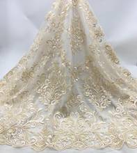 MIQIER High Quality African Nigerian Tulle Lace Fabric Sequins Net Cloth Embroidered Wedding Party Dress Lates Beads 3D Solid 2024 - buy cheap