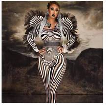 Sexy Zebra Pattern Jumpsuit Women Singer Sexy Stage Outfit Bar DS Dance Cosplay Bodysuit Costume Prom Clothes 2024 - buy cheap