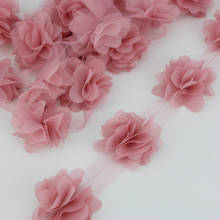 (60 pieces/lot) pink petal Chiffon lace fabric Webbing Decoration Love gift ribbons crafts 50mm width 2024 - buy cheap