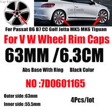 63mm Emblem 7D0601165 4pcs Badge For Passat B6 B7 CC Golf MK5 MK6 Tiguan Car Wheel Center Label Hub Cap Auto Logo Cover 2024 - buy cheap