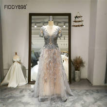 Luxury Evening Dresses Party Heavy Beaded Short Sleeves Feather Formal Wear Women Elegant Evening Gowns Femme Robe Novia 2024 - buy cheap