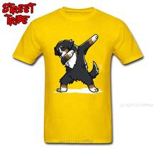 Camiseta masculina de algodão, camiseta da moda para homens, amarela, brinquedo engraçado, estampa de cachorro bernético 2024 - compre barato