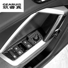 Автомобильный Стайлинг из углеродного волокна дверь панель подлокотника Чехлы наклейки отделка для Audi Q3 2019 окна стекло подъемные кнопки авто аксессуары 2024 - купить недорого