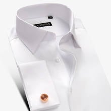 Fashions Business Shirts Long Sleeves Shirt For Men Solid Color Men's Suits Shirts High Quality Cotton Shirt Cufflinks 2024 - buy cheap
