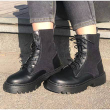 Winter Ankle Boots Women Platform PU Leather 2021 Motorcycle Boots Women's Shoes Thick Heel Female Footwear Lace up Fashion Boot 2024 - buy cheap