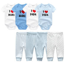 Fashion Summer Short Sleeve Baby bodysuits+pant Baby I Love Papa Mama Design Newborn jumpsuit Kids Clothes sets Outfits 2024 - buy cheap