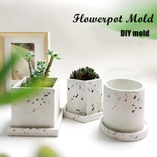 DIY Succulent Pot Cement Flowerpot Mold Silicone  Round Square Terrazzo Flowerpot Mold Resin Cement Art Supplies Clay Molds 2024 - buy cheap