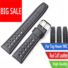 CARLYWET 20 22mm TOP Quality Real Calf Leather Handmade White Stitches Wrist Watch Band Strap Belt For Rolex Omega IWC Tag Heuer 2024 - buy cheap