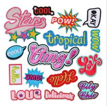 New arrival 10pcs words embroidered Iron On cartoon Patches badges garment Appliques accessory diy decor repair 2024 - buy cheap