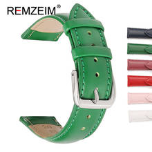 REMZEIM Genuine Leather Watch Band 14mm 16mm 18mm 20mm 22mm Green Blue Red Purple White Calfskin Leather Watch Straps 2024 - buy cheap