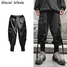 Брюки-карго мужские, мешковатые, черные, в стиле хип-хоп, Японская уличная одежда 2024 - купить недорого