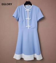 New 2021 Spring Summer Dress High Quality Women Bow Deco Hollow Out Sexy Short Sleeve Black Blue Elegant Dress Sweet Cute Ladies 2024 - buy cheap