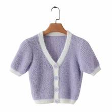2022 Spring Korean sweater women vintage pink cardigan knitted cute sweater punk crop sweater knit korean cardigans cute purple 2024 - buy cheap