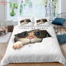 Homesky Christmas Cat Duvet Cover Bedding Set King Single Full Double Size Cute Cat Bed Cover Comforter Cover 2/3pc  Bedclothes 2024 - buy cheap