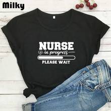 Camiseta con estampado de enfermera en progreso para Mujer, camiseta de talla grande, Tops negros, Camisetas informales vintage para Mujer 2024 - compra barato