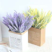 Flores artificiales de lavanda y trigo para decoración del hogar, plantas artificiales en maceta de plástico, ramo de flores falsas, 1 ud. 2024 - compra barato