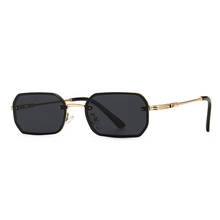 HBK Rectangle Steampunk Sunglasses Men Classic Yellow Gradient Lens Vintage Metal Fashion Small Square Sun Glasses for Women 2024 - buy cheap