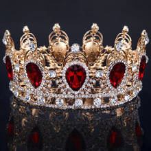 JaneVini New Luxury Rhinestone Round Red Princess Crystal Bridal Tiaras and Crowns Queen Diadem Wedding Jewelry Hair Accessories 2024 - buy cheap