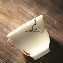 Hand-painted Plum Blossom Pattern Teacups Matte White Porcelain Water Cups Japanese Zen Kung Fu High Quality Tea Set Tea Bowl 2024 - buy cheap